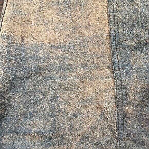 Vintage 1980s Brown Leather Skirt Rocker Distressed Winlit Women size 11/12 READ - Picture 15 of 16